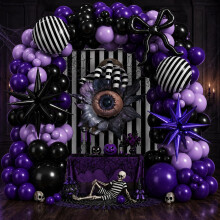 Halloween Balloons Arch kit Black Dark Purple Latex Balloons