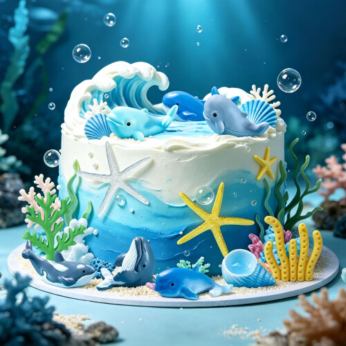 Under the Sea Ocean Cake Decorations Shells Cake Decor 2