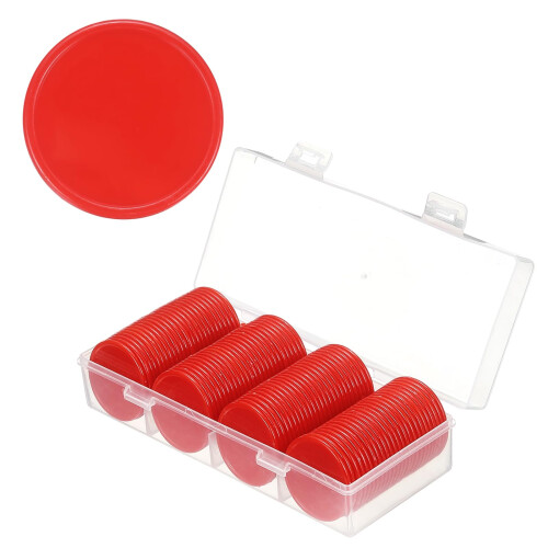sourcing map 100Pcs Plastic Poker Chips, 37mm, Red