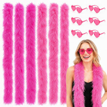 baotongle 6pcs Feather Boas with 6PCS Heart Sunglasses Artificial Fluffy Boas for Women Party Favor Carnival Halloween