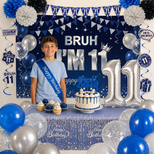 16th Birthday Decorations Blue Silver Party Decor Set for Men Boys