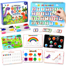 Toddler Busy Book, 16-Theme Preschool Learning Toy with 8 Pens, Ages 3-5
