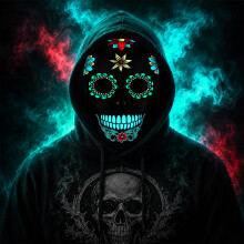 Meetory LED Halloween Mask for Adults, Light Up Mask Costume Day of the Dead Mask with 3 Lighting Modes and Adjustable Headband