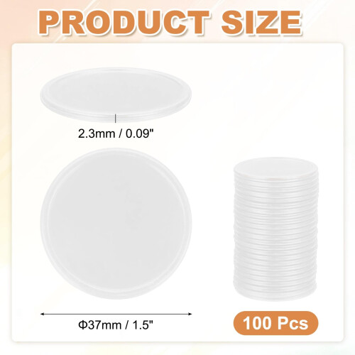 sourcing map 100Pcs Plastic Poker Chips, 37mm, White 1