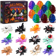XIMISHOP 12 Pcs 3D Print Animal Halloween Surprise Egg with Flexible Spider