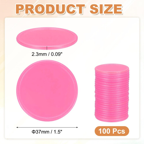 sourcing map 100Pcs Plastic Poker Chips, 37mm, Rose Red 1