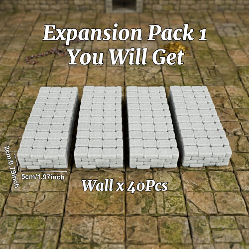 AUSPDICE Dungeon Walls, 40-Piece 28mm DND Terrain Modular System 1