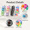 Keyboard Fidget Toy with LED Lights - 4-Key Clicky Keychain Clicker with 29 Replaceable Keycaps 2