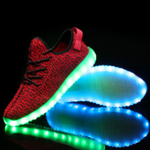 (Red,25Foot Length16cm)Tênis Led Luminoso Carga Usb Crianças Sapatos de Corte Baixo Moda Presente Casual