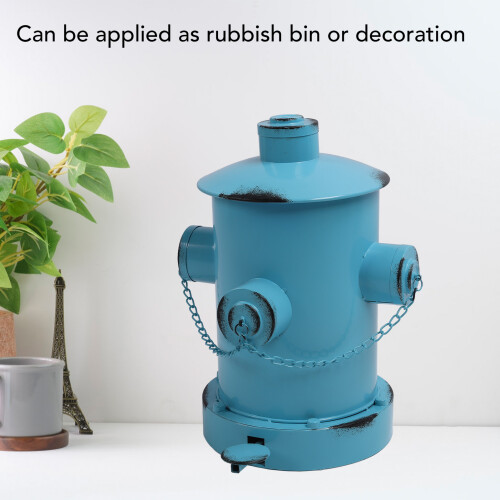 Retro Hydranten Abfalleimer Hellblau, Eisen, Deko