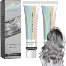 Set of 2 grey hair dyes 100 g x 2 Long-lasting colour - Nourishing with plant extracts - Gentle colouring for supple hair