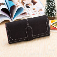 (Black)Women Purse Vintage Frosted Fashion Simple Casual Patchwork Leather Wallets