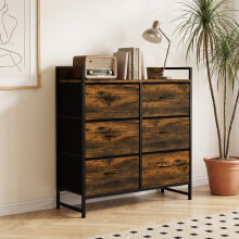 HOMCOM Bedroom Chest of Drawers 6 Drawer Dresser w/ Shelf, Rustic Brown