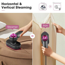 Misvayli Mini Travel Steam Iron 1000W, Portable Clothes Steamer & Dry Iron, 15 Second Fast Heat-Up, 90° Rotating Board, Grey