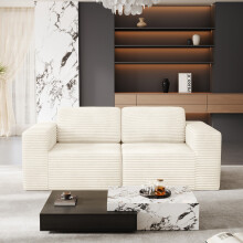 Corduroy Modular Sofa | Cloud-style Sectional 2 Seater Sofa Set Fluffy Memory Foam Cushions