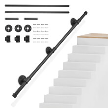 Misvayli 1.2M Stair Handrail, Industrial Wrought Iron Banister Rail, Wall Mounted Hand Rail for Indoor Outdoor Steps, Galvanised Pipe