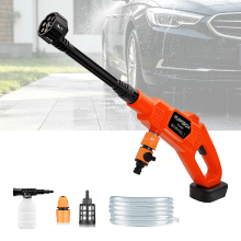Portable Cordless Car High Pressure Washer Jet Water Wash Cleaner Gun, 6 in 1 Nozzle, 5m Hose