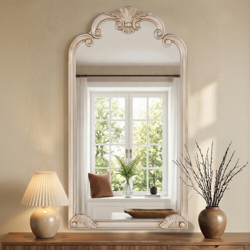 Living And Home Gold Decorative Vanity Mirror with Carved Frame 1