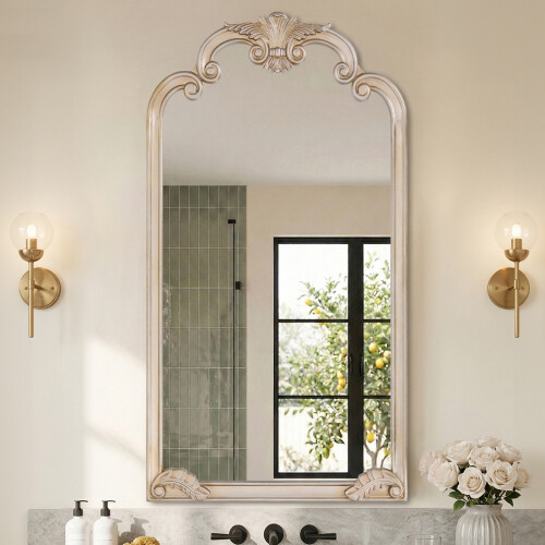 Living And Home Gold Decorative Vanity Mirror with Carved Frame