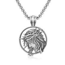 Men’s Hip Hop Christ Pendant Necklace with Crown of Thorns Street Jewelry