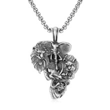 African Map Animal Pendant Necklace Men Lion Elephant Rhino Hip Hop Punk Jewelry