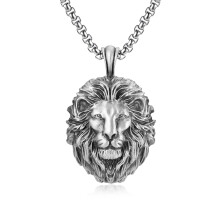 Lion Head Pendant Necklace Men Hip Hop Punk Vintage Street Fashion Jewelry