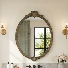 Gold Decorative Vanity Mirror with Carved Frame