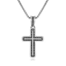 (N661) Men’s Hip Hop Cross Pendant Necklace Titanium Steel Street Fashion Sweater Chain