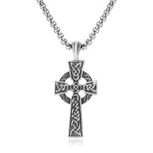 (N619) Men’s Hip Hop Cross Pendant Necklace Titanium Steel Street Fashion Sweater Chain