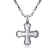 (N612) Men’s Hip Hop Cross Pendant Necklace Titanium Steel Street Fashion Sweater Chain