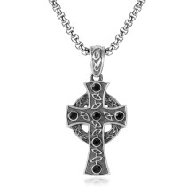 (N615) Men’s Hip Hop Cross Pendant Necklace Titanium Steel Street Fashion Sweater Chain