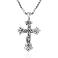(N597) Men’s Hip Hop Cross Pendant Necklace Titanium Steel Street Fashion Sweater Chain