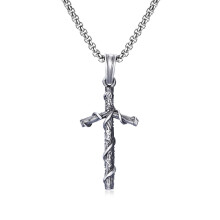 (N630) Men’s Hip Hop Cross Pendant Necklace Titanium Steel Street Fashion Sweater Chain