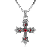 (N646) Men’s Hip Hop Cross Pendant Necklace Titanium Steel Street Fashion Sweater Chain