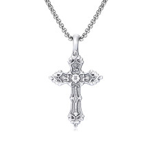 (N628) Men’s Hip Hop Cross Pendant Necklace Titanium Steel Street Fashion Sweater Chain