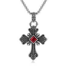 (N657) Men’s Hip Hop Cross Pendant Necklace Titanium Steel Street Fashion Sweater Chain