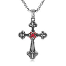 (N638) Men’s Hip Hop Cross Pendant Necklace Titanium Steel Street Fashion Sweater Chain