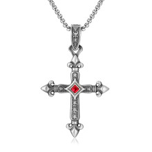 (N652) Men’s Hip Hop Cross Pendant Necklace Titanium Steel Street Fashion Sweater Chain