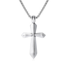 (N604) Men’s Hip Hop Cross Pendant Necklace Titanium Steel Street Fashion Sweater Chain