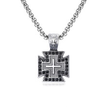 (N636) Men’s Hip Hop Cross Pendant Necklace Titanium Steel Street Fashion Sweater Chain