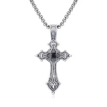 (N648) Men’s Hip Hop Cross Pendant Necklace Titanium Steel Street Fashion Sweater Chain
