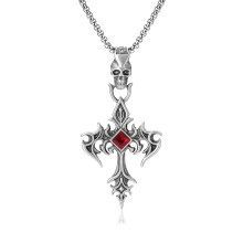 (N659) Men’s Hip Hop Cross Pendant Necklace Titanium Steel Street Fashion Sweater Chain