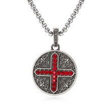 (N631) Men’s Hip Hop Cross Pendant Necklace Titanium Steel Street Fashion Sweater Chain