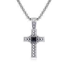 (N643) Men’s Hip Hop Cross Pendant Necklace Titanium Steel Street Fashion Sweater Chain