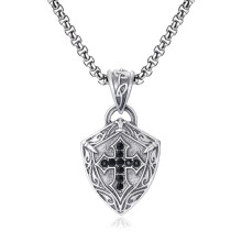 (N614) Men’s Hip Hop Cross Pendant Necklace Titanium Steel Street Fashion Sweater Chain