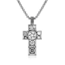 (N728) Men’s Hip Hop Cross Pendant Necklace Titanium Steel Street Fashion Sweater Chain