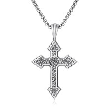 (N665) Men’s Hip Hop Cross Pendant Necklace Titanium Steel Street Fashion Sweater Chain