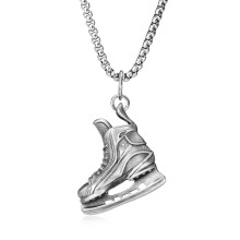Ice Skate Pendant Necklace Men Punk Titanium Steel Minimalist Sweater Chain Jewelry