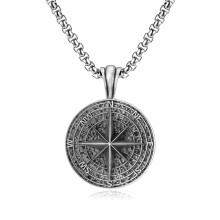 Men’s Vintage Compass Pendant Necklace Titanium Steel Punk Hip Hop Street Jewelry