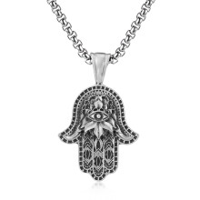 Hamsa Hand Pendant Necklace Men Halloween Party Accessory Western Fashion Jewelry